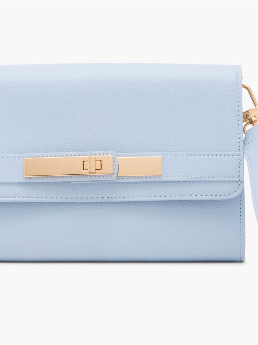 Anne Klein Powder Blue Leather Clutch with Gold Tone Hardware